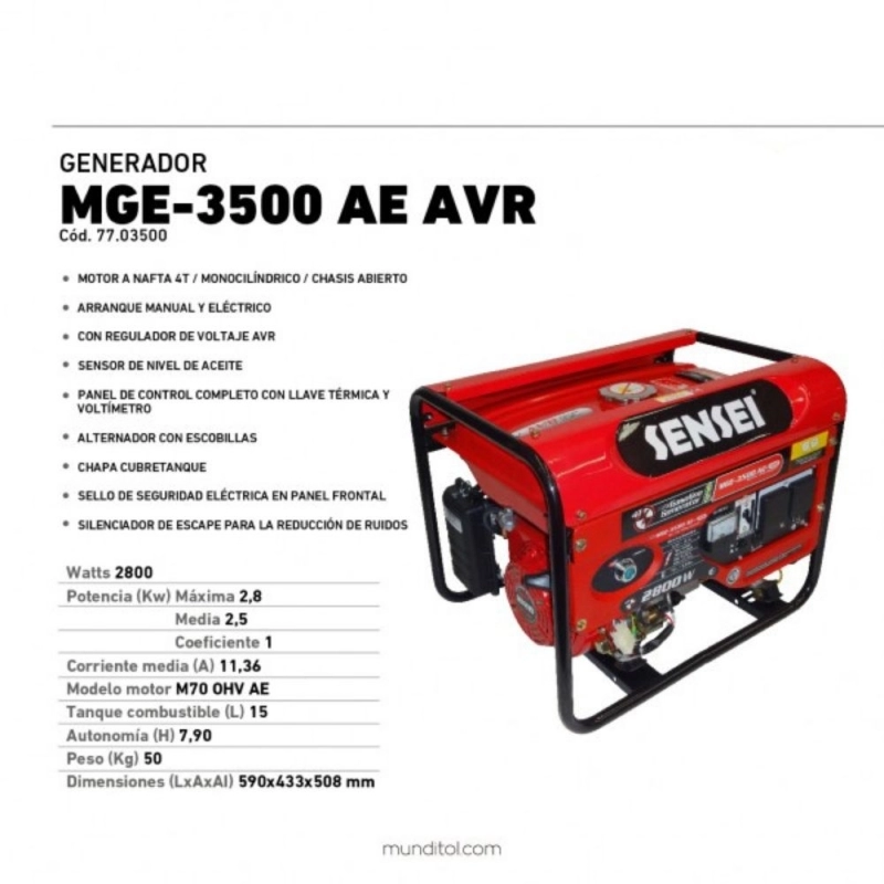 Generador SENSEI MGE-3500AE AVR